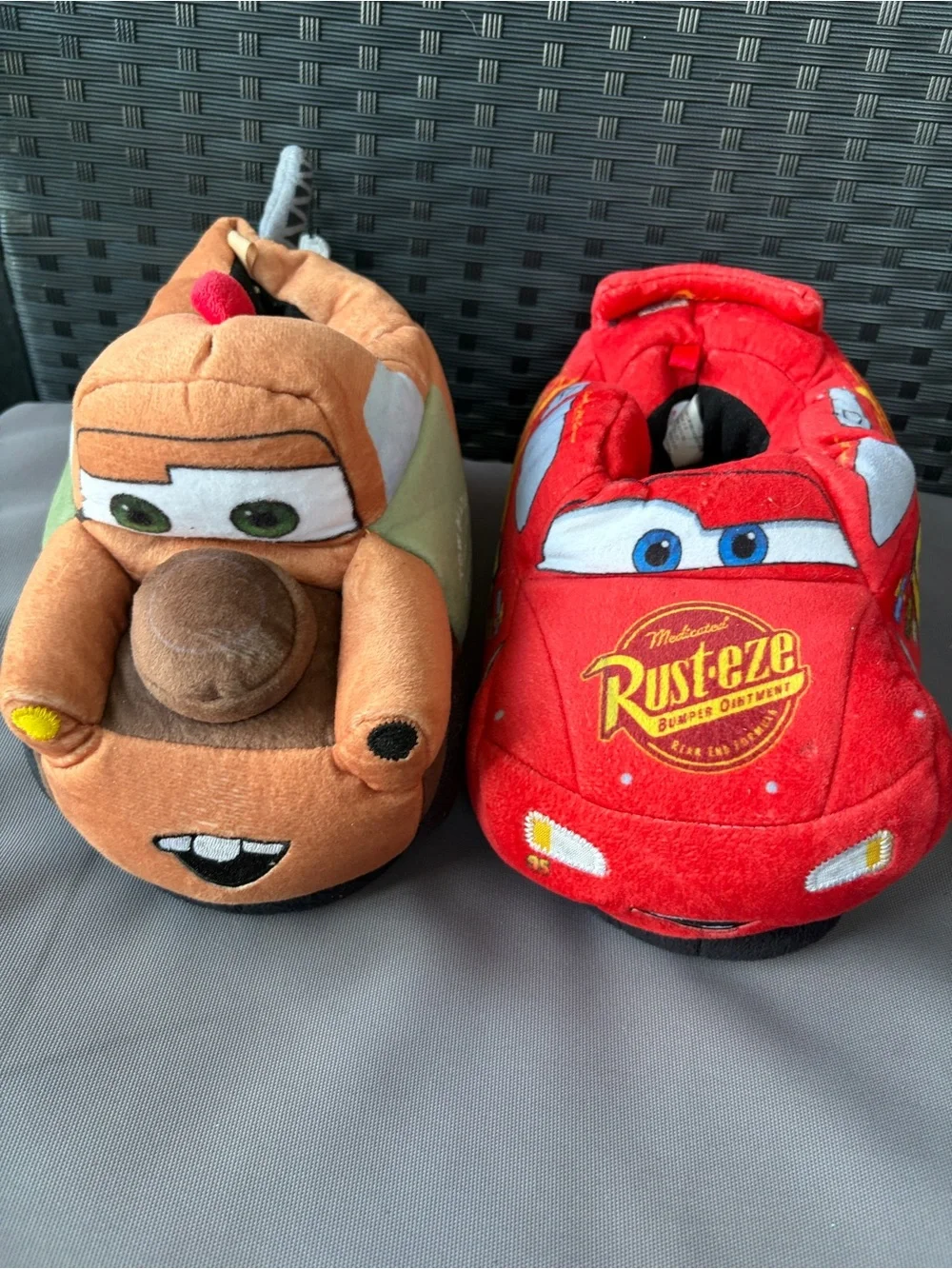 Cars Lightning McQueen & Mater Plush Kids Slippers - Red & Brown